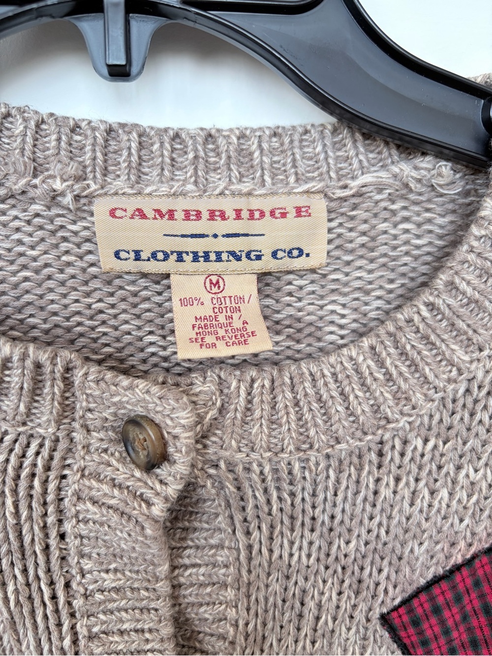 Vintage Cotton Knit Christmas Sweater Patchwork Unique Medium Button Cardigan - Picture 2 of 7